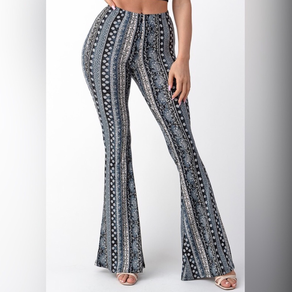 New Tribal Print Bell Bottom Flare Stretch Pants - Picture 11 of 12